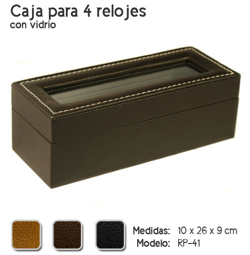 Caja para 4 relojes con vidrio